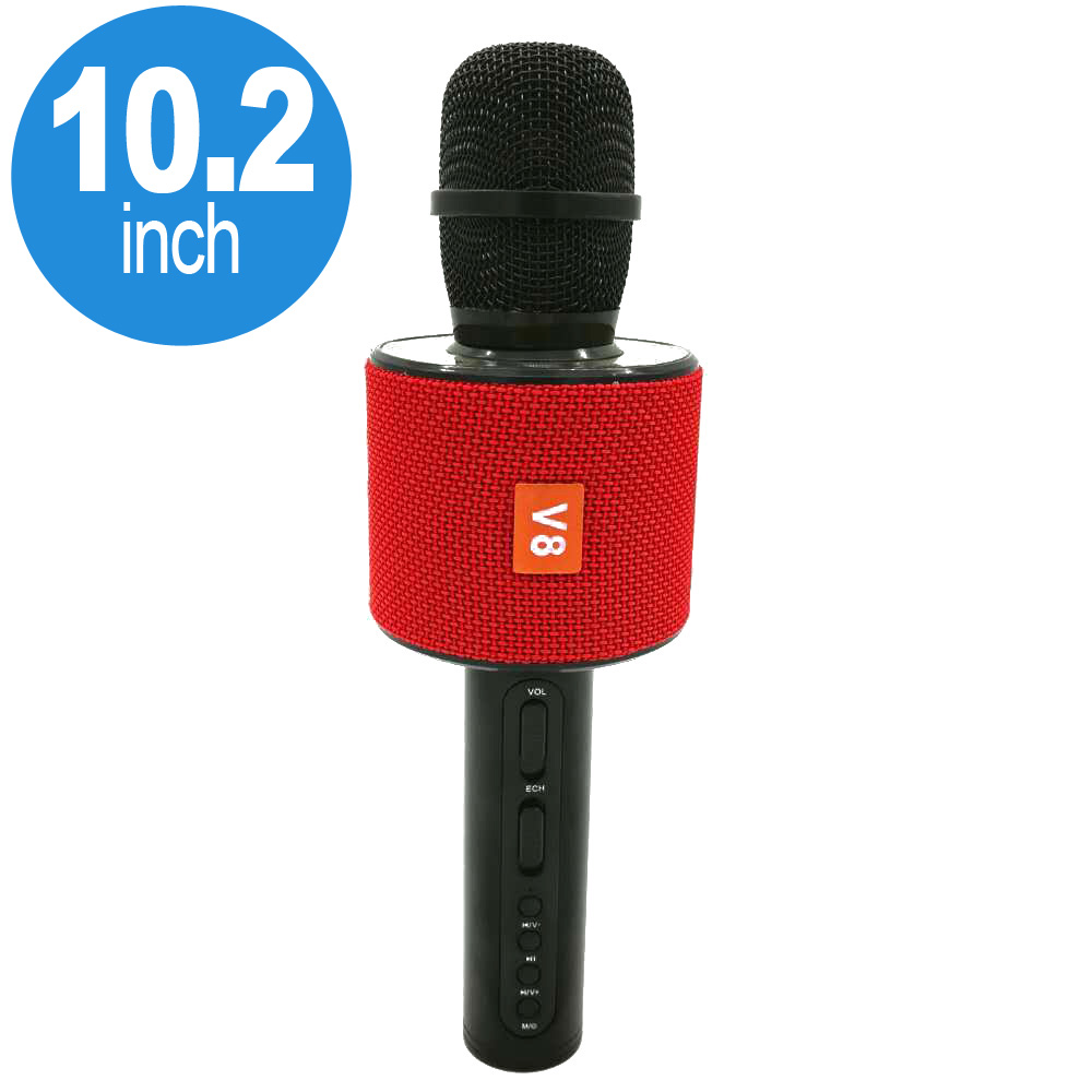 ''Wireless Bluetooth Karaoke Microphone, 3-in-1 Portable Hand SPEAKER V8 (Red)''